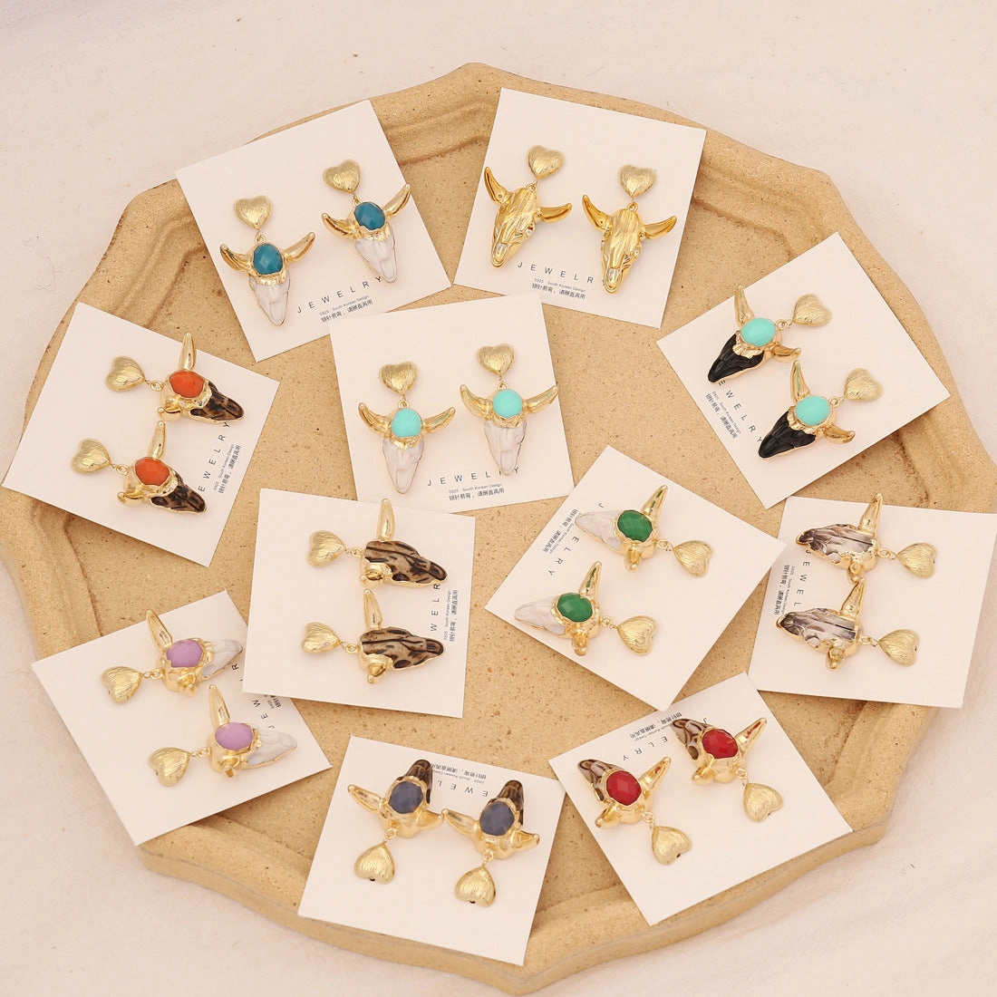 Wholesale Vintage Bull Head Temperament Stainless Steel Earrings