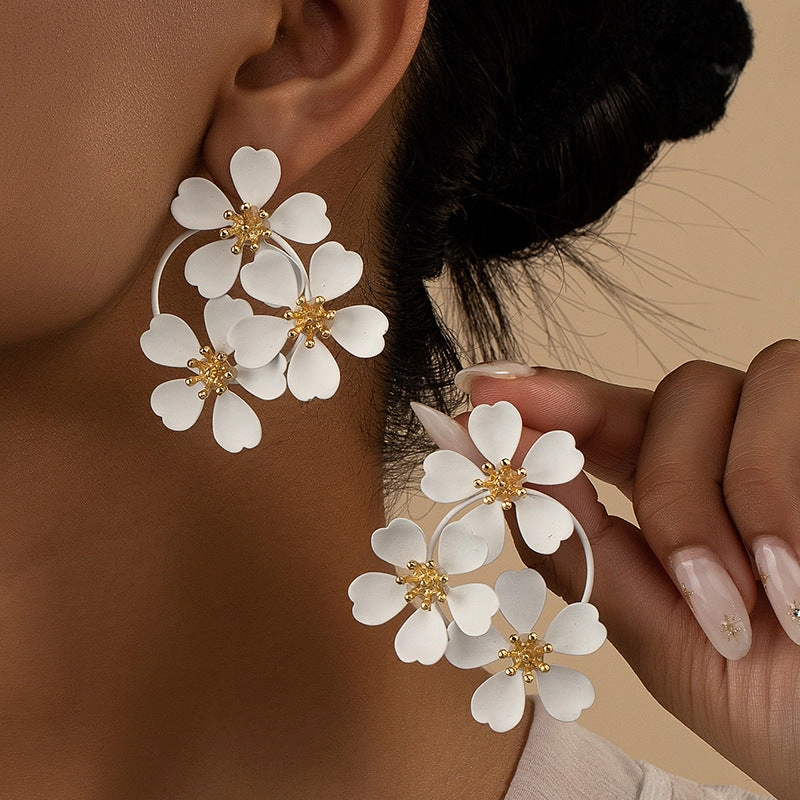 Wholesale Vintage Camellia Earrings Studs