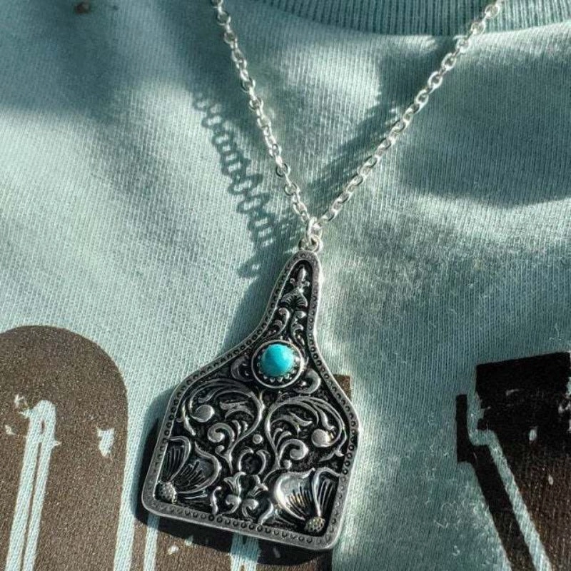 Wholesale Vintage Carved Turquoise Alloy Necklaces