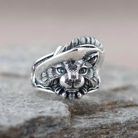 Wholesale Vintage Cat Feather Metal Rings