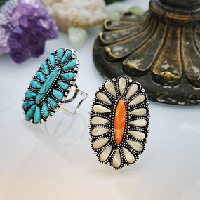 Wholesale Vintage Color Plated 925 Silver Turquoise Exaggerated Ring