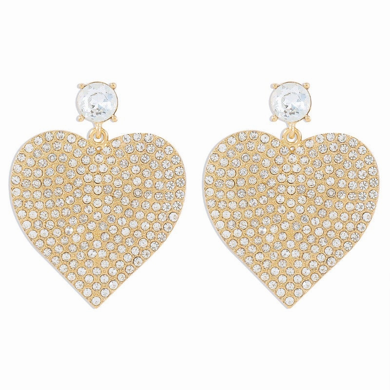 Wholesale Vintage Creative Heart Shaped Rhinestone Earrings