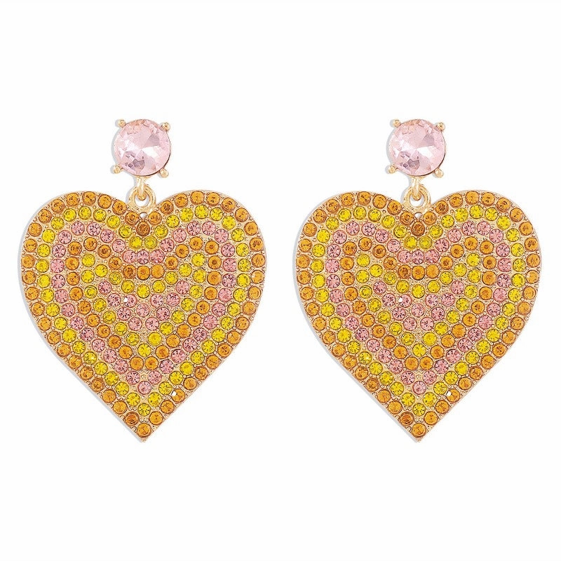 Wholesale Vintage Creative Heart Shaped Rhinestone Earrings