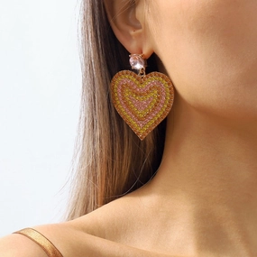 Wholesale Vintage Creative Heart Shaped Rhinestone Earrings