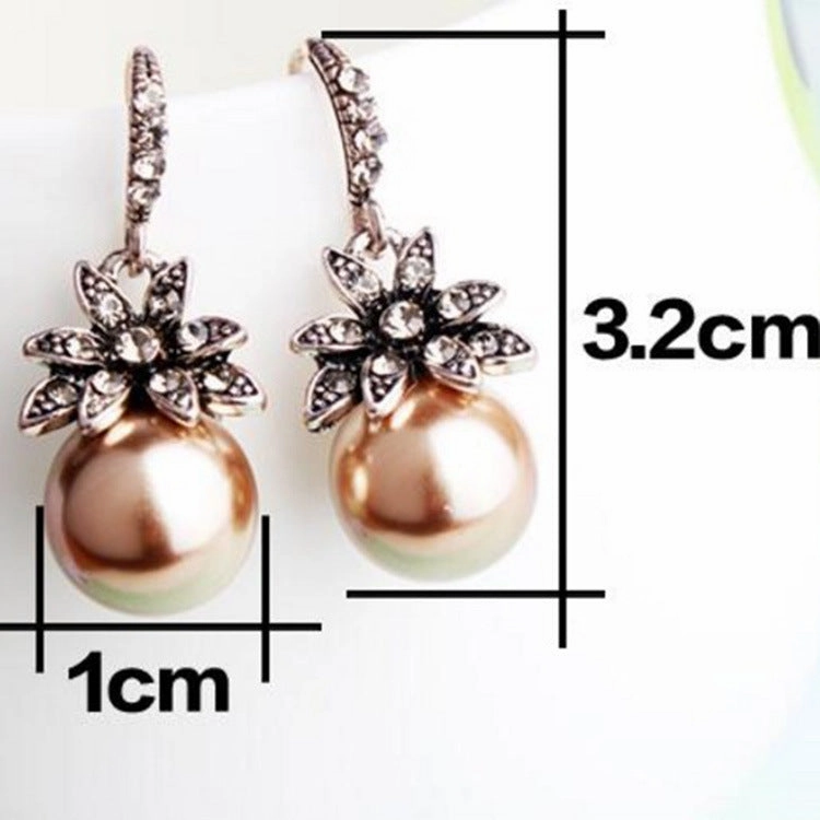 Wholesale Vintage Creative Pearl Sunflower Diamond Earrings