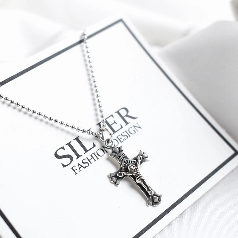Wholesale Vintage Cross 925 Sterling Silver Clavicle Necklace