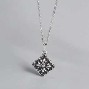 Wholesale Vintage Cross Square 925 Sterling Silver Clavicle Necklace