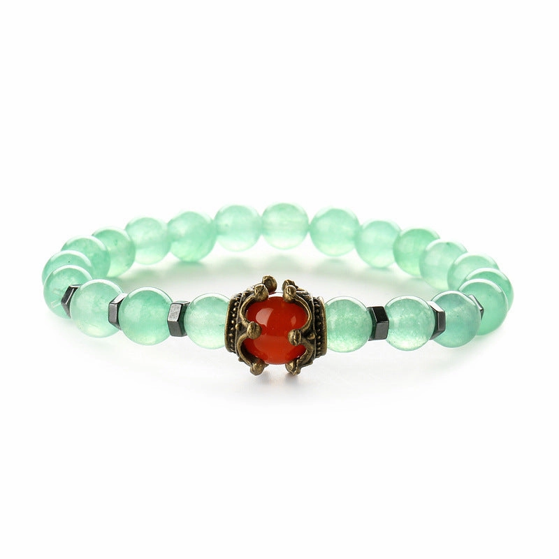 Wholesale Vintage Crown Tiger Eye Volcanic Stone Bracelets