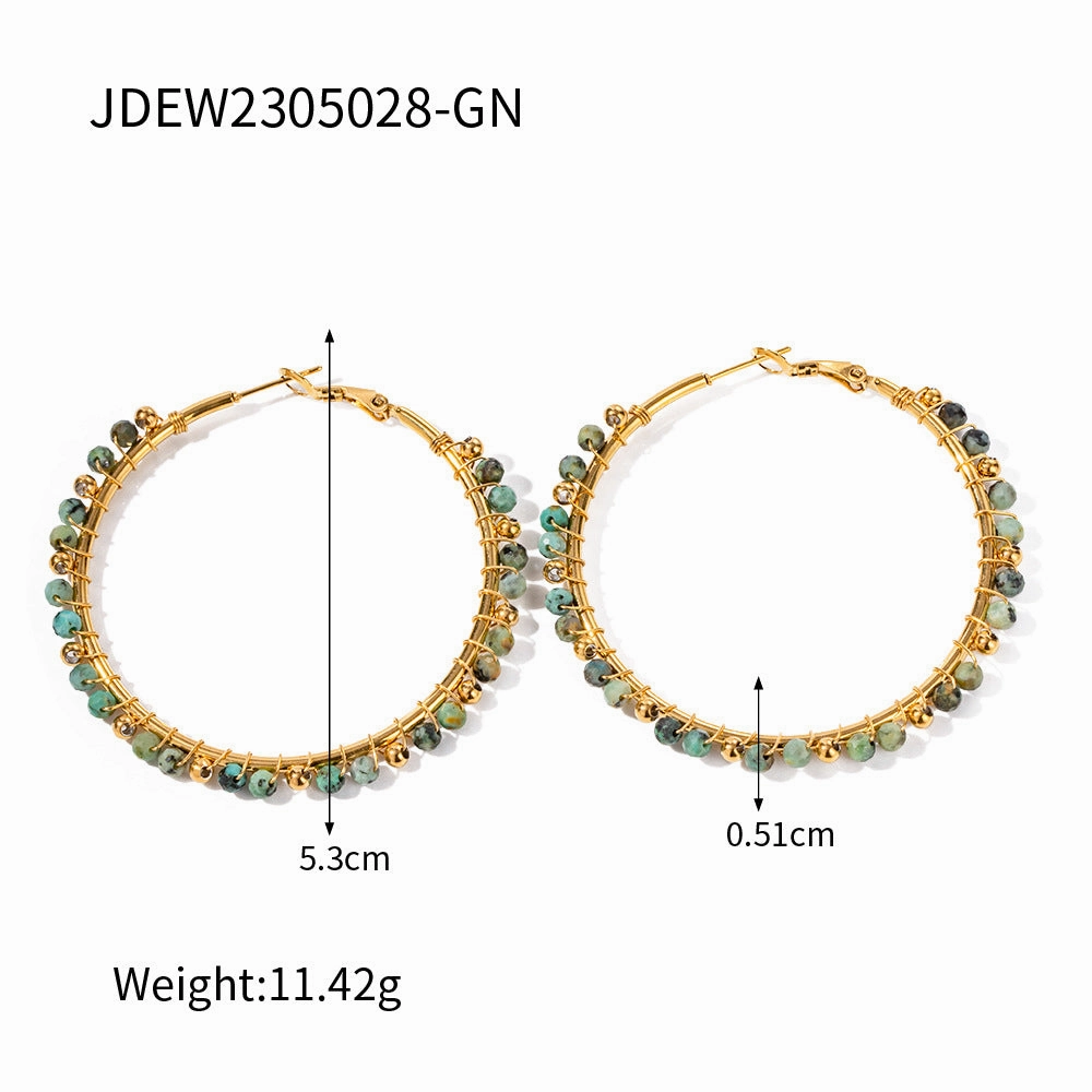 Wholesale Vintage Crushed Stone Stainless Steel Earrings