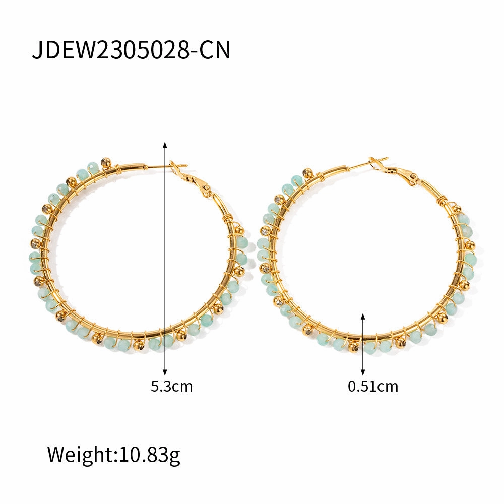 Wholesale Vintage Crushed Stone Stainless Steel Earrings