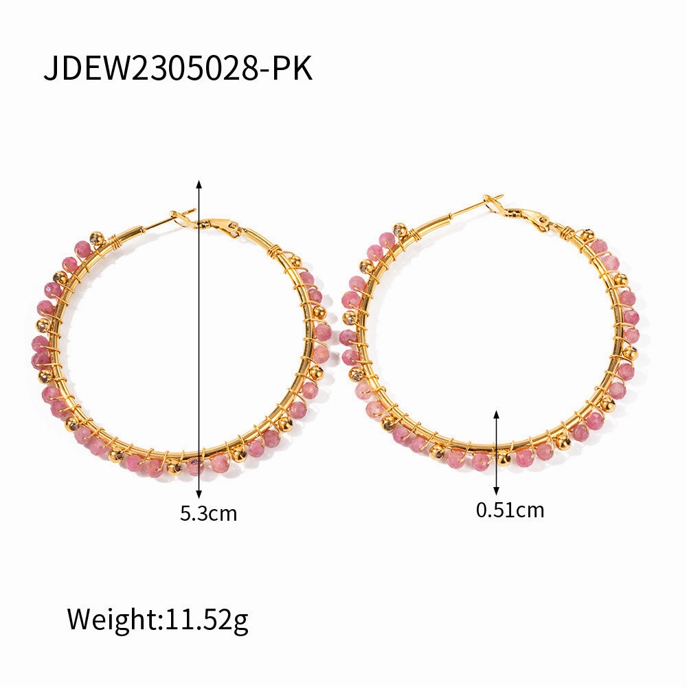 Wholesale Vintage Crushed Stone Stainless Steel Earrings