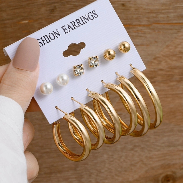 Wholesale Vintage Diamond Geometric Alloy Earrings Set