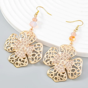 Wholesale Vintage Diamond Studded Floral Alloy Earrings