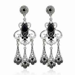 Wholesale Vintage Diamond Tassels Alloy Earrings