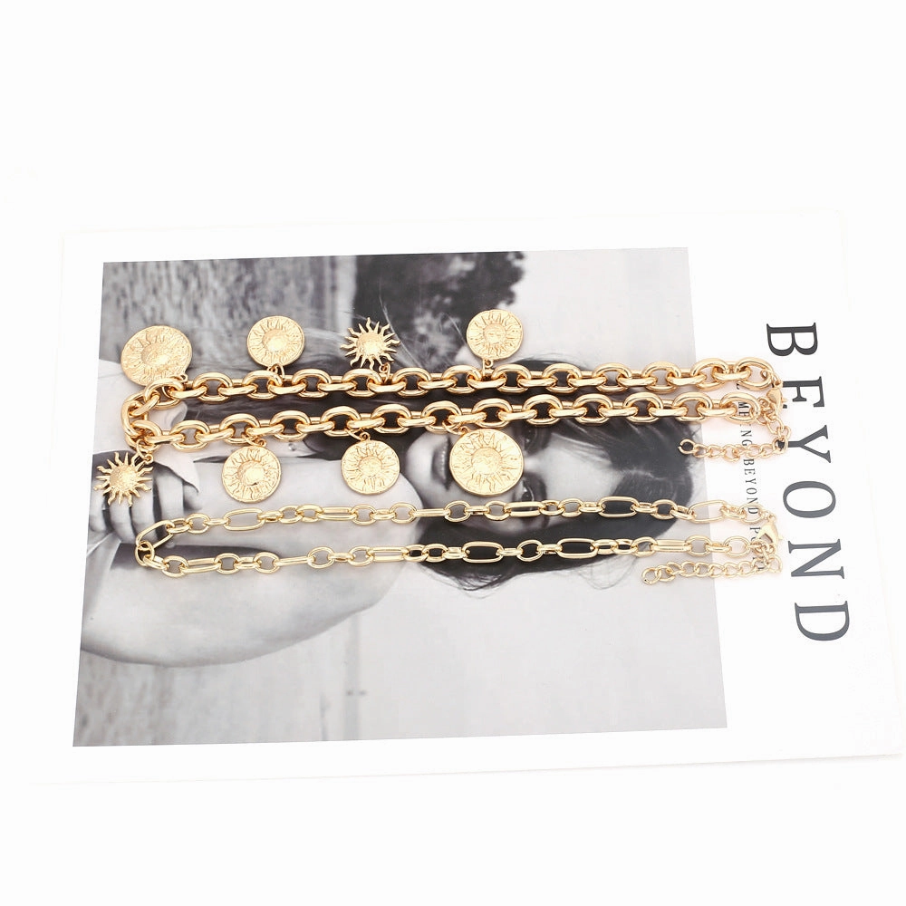 Wholesale Vintage Double Layer Sunflower Necklace