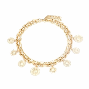 Wholesale Vintage Double Layer Sunflower Necklace