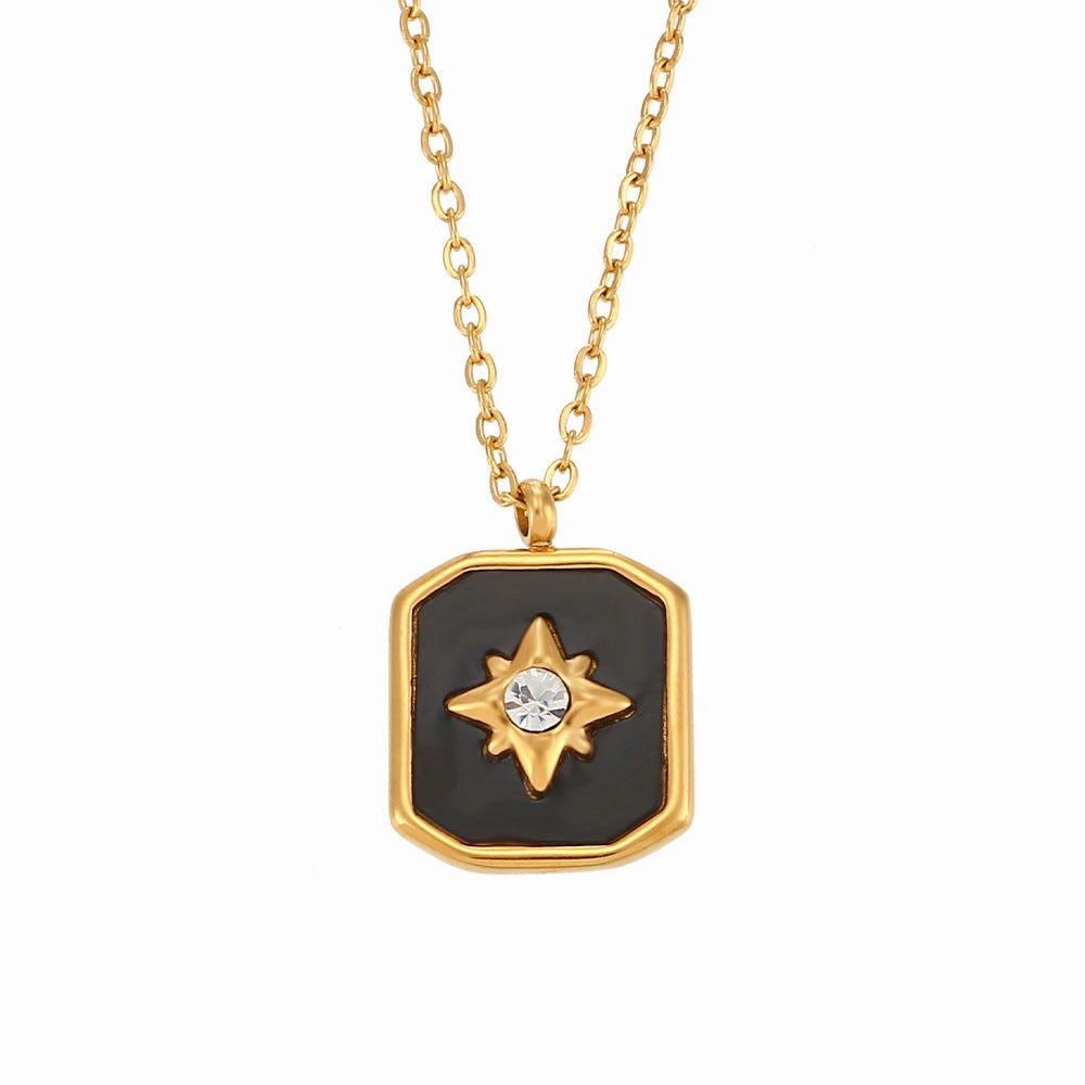 Wholesale Vintage Eight-pointed Star Acrylic Shell Square Necklace