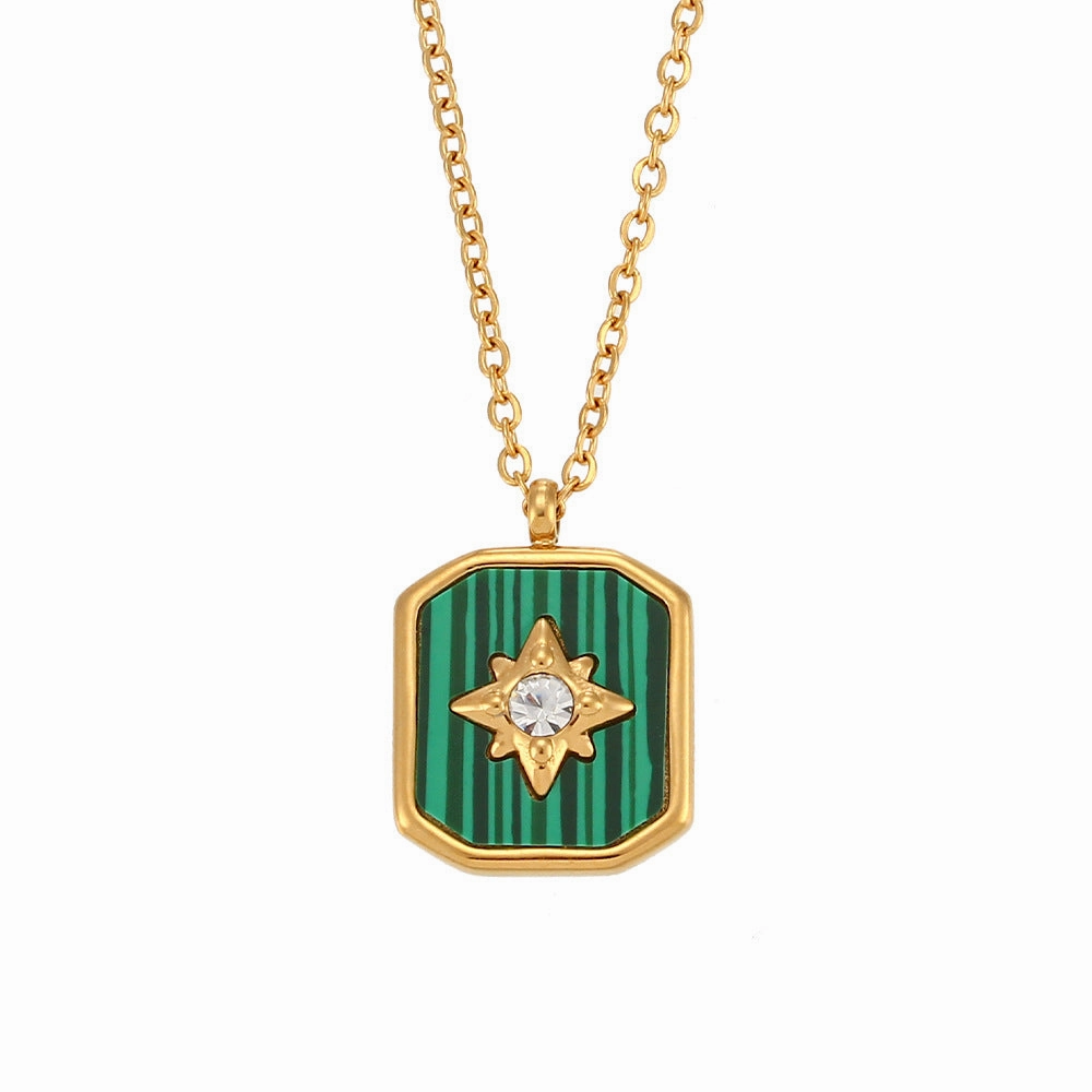 Wholesale Vintage Eight-pointed Star Acrylic Shell Square Necklace