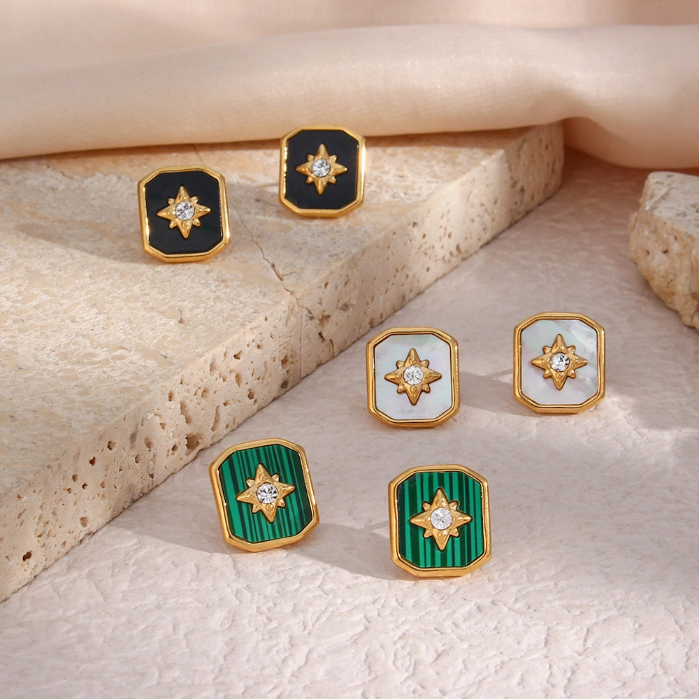 Wholesale Vintage Eight-pointed Star Acrylic Shell Square Necklace
