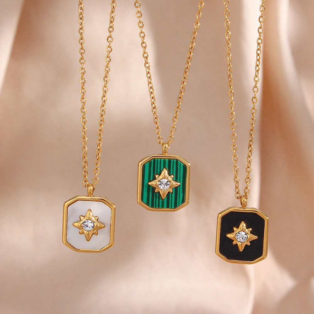Wholesale Vintage Eight-pointed Star Acrylic Shell Square Necklace