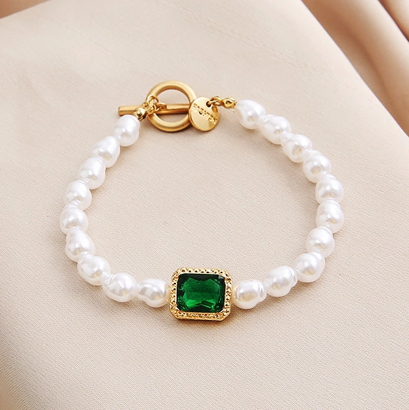 Wholesale Vintage Emerald Pearl Bracelet