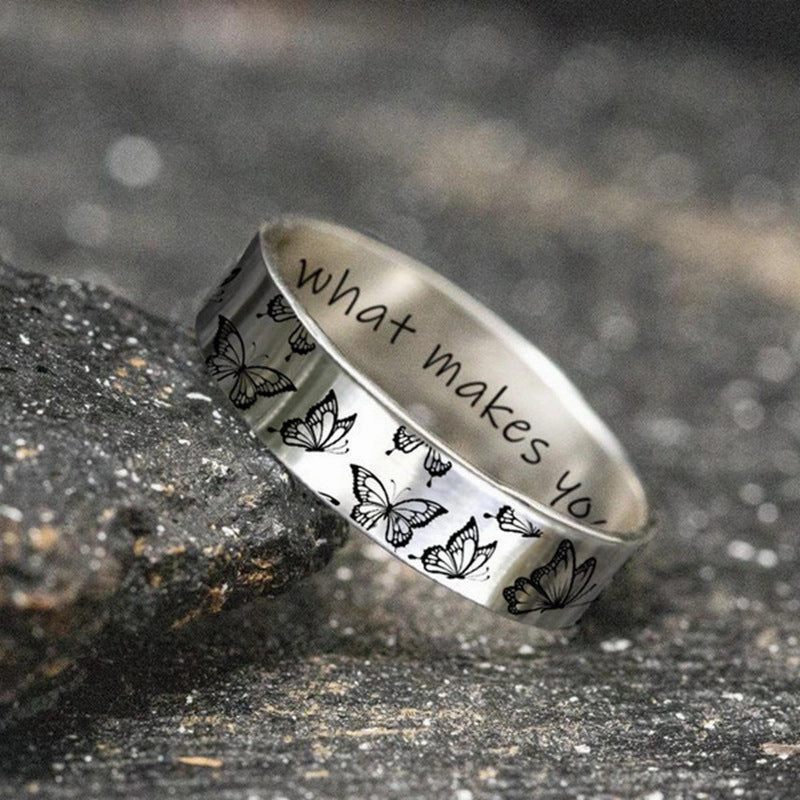 Wholesale Vintage Engraved Butterfly Alloy Rings