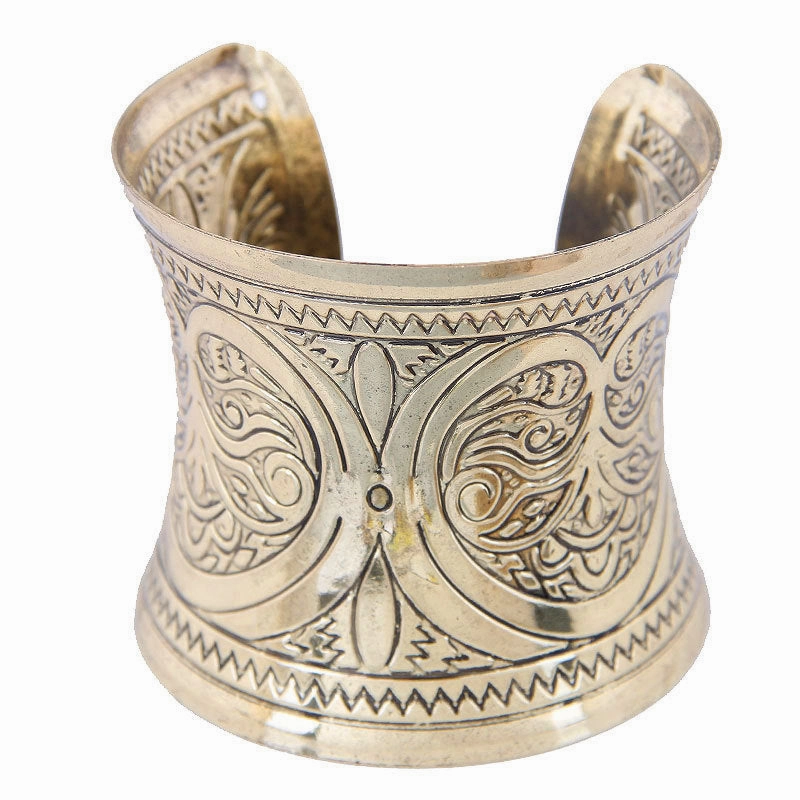 Wholesale Vintage Engraved Wide Alloy Bracelet