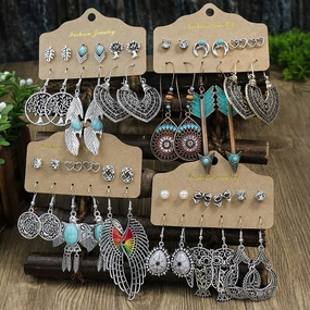 Wholesale Vintage Ethnic Set of 6 Alloy Earrings