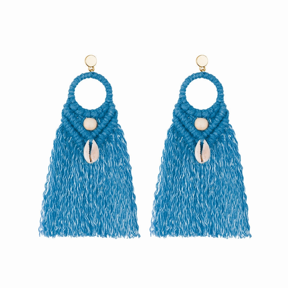 Wholesale Vintage Ethnic Style Shell Wooden Beads Earrings