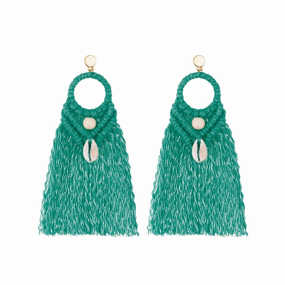 Wholesale Vintage Ethnic Style Shell Wooden Beads Earrings