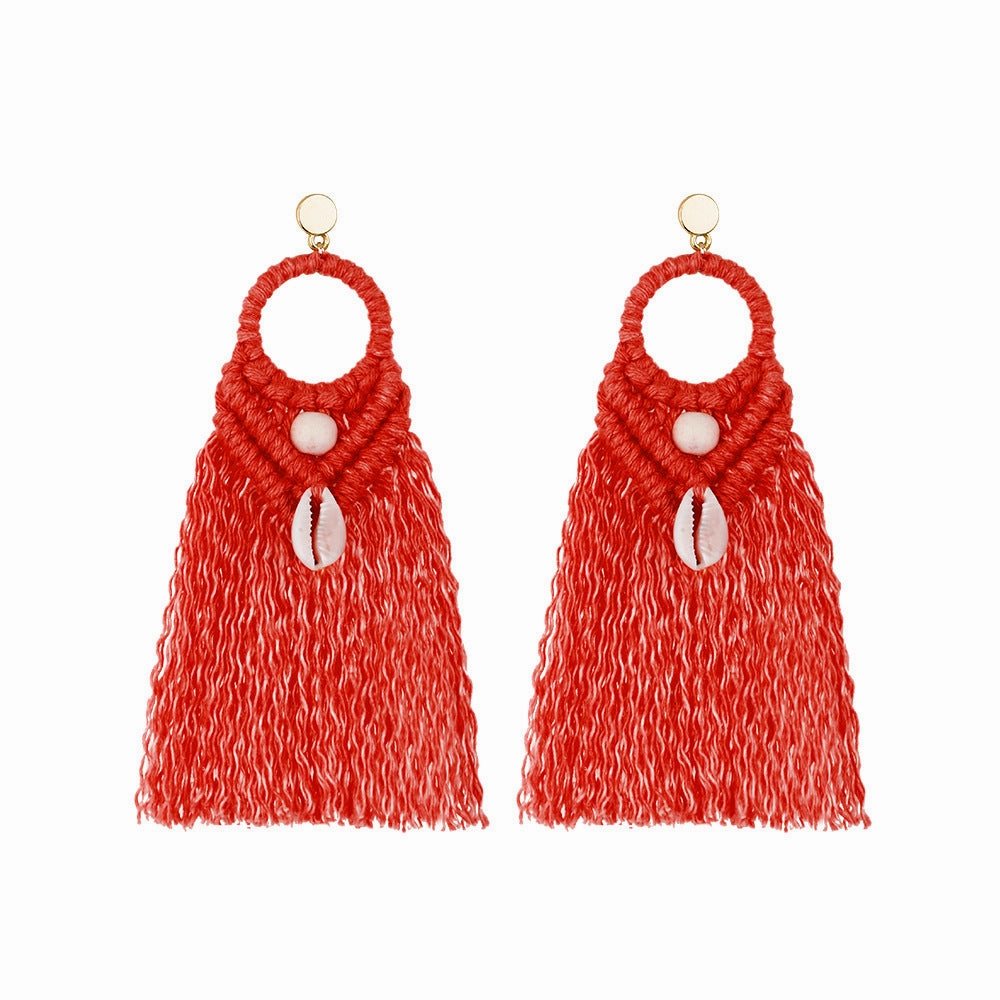 Wholesale Vintage Ethnic Style Shell Wooden Beads Earrings