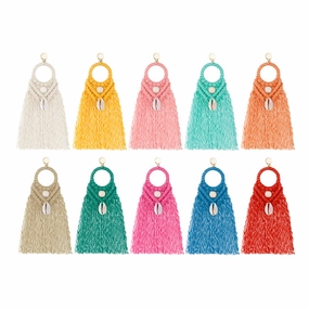 Wholesale Vintage Ethnic Style Shell Wooden Beads Earrings