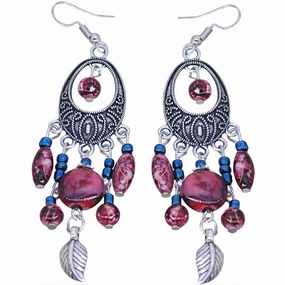 Wholesale Vintage Ethnic Tassel Leaf Alloy Earrings