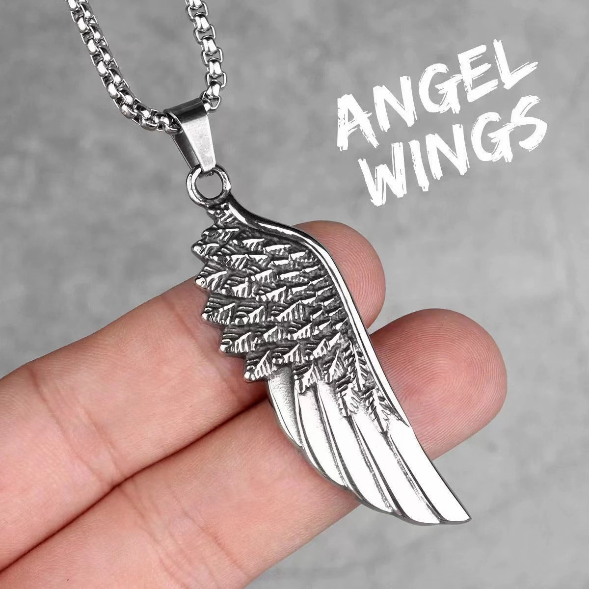 Wholesale Vintage Feather Wings Titanium Steel Necklaces