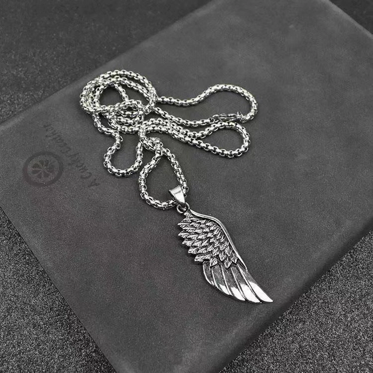 Wholesale Vintage Feather Wings Titanium Steel Necklaces
