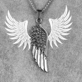 Wholesale Vintage Feather Wings Titanium Steel Necklaces