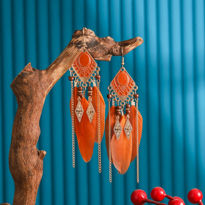 Wholesale Vintage Feathers Alloy Earrings