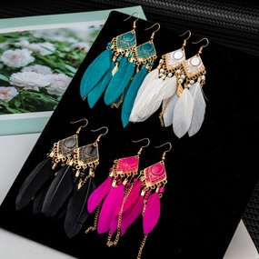 Wholesale Vintage Feathers Alloy Earrings