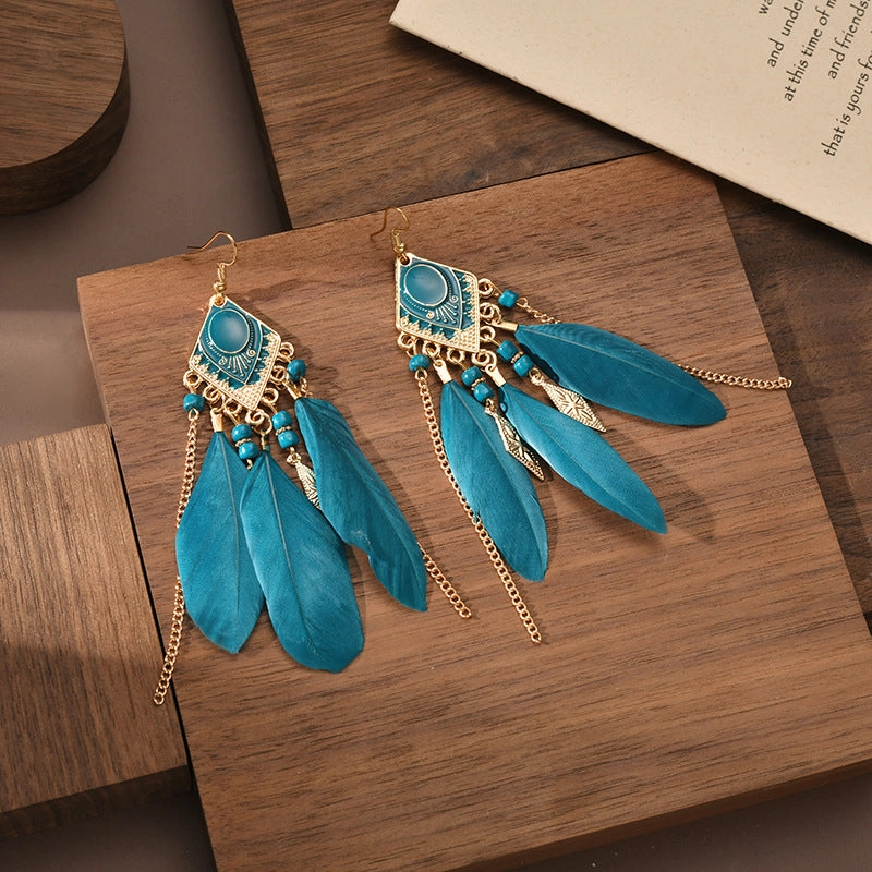 Wholesale Vintage Feathers Alloy Earrings