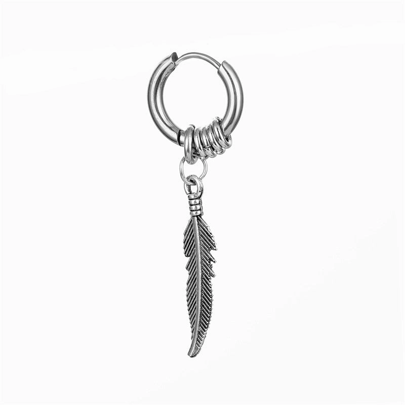 Wholesale Vintage Feathers Stainless Steel Earrings