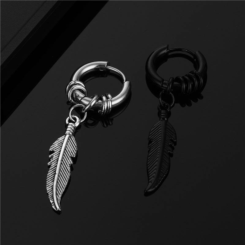 Wholesale Vintage Feathers Stainless Steel Earrings