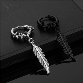 Wholesale Vintage Feathers Stainless Steel Earrings