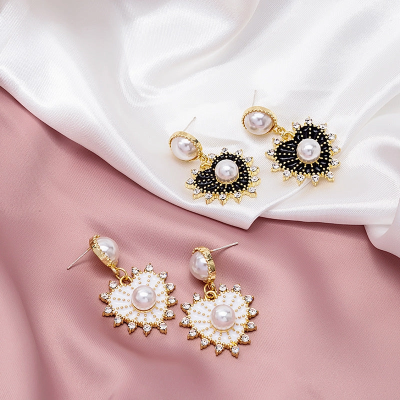 Wholesale Vintage Fine Diamond Pearl Alloy Earrings
