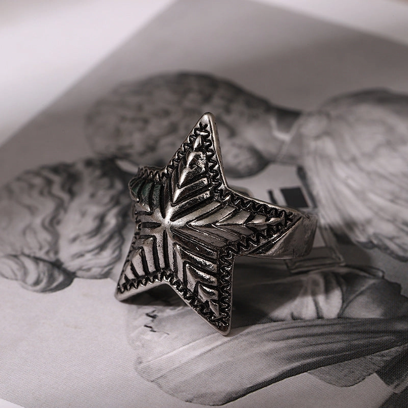 Wholesale Vintage Five-pointed Star Open Alloy Ring