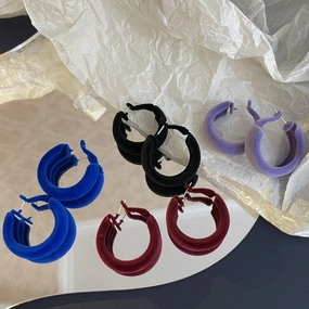 Wholesale Vintage Flocked C Shape Tulle Earrings