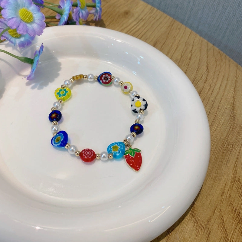 Wholesale Vintage Flower Fruit Plastic Beaded Bracelets