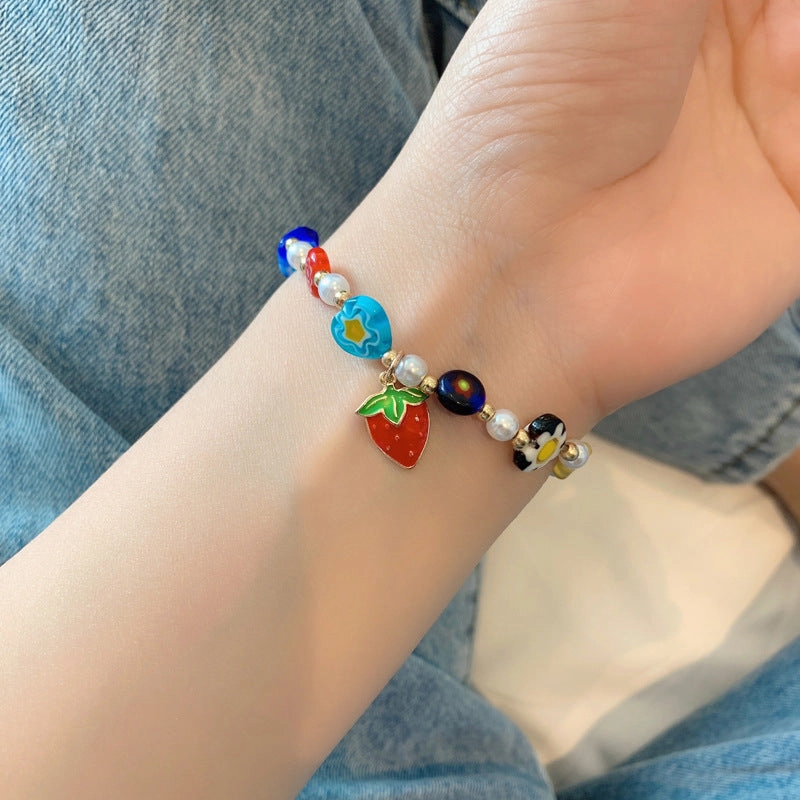Wholesale Vintage Flower Fruit Plastic Beaded Bracelets