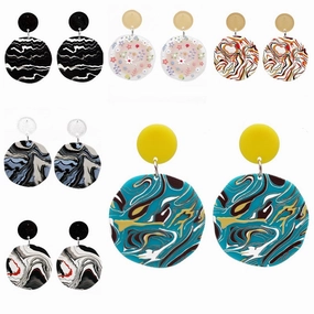 Wholesale Vintage Flowers Silver Plated Acrylic Earrings