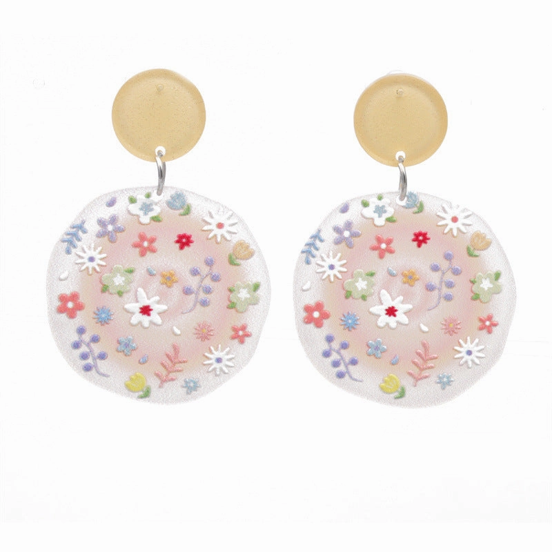 Wholesale Vintage Flowers Silver Plated Acrylic Earrings