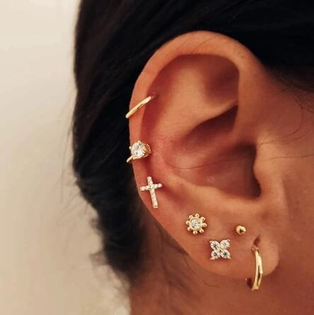 Wholesale Vintage Full Diamond Cross Alloy Earrings Set